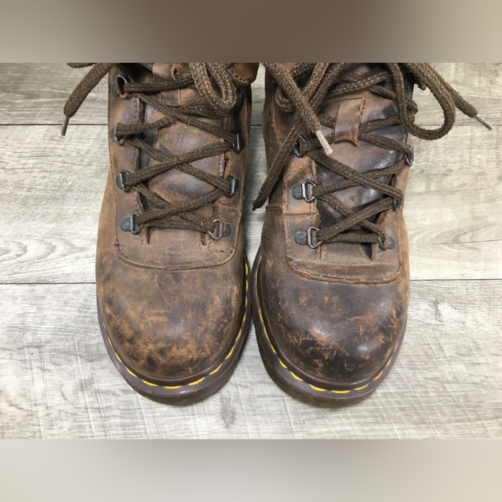 Vtg Dr. Doc Martens Industrial England Womens Leather Steel Toe Boots UK 5 US 7 - Picture 5 of 13